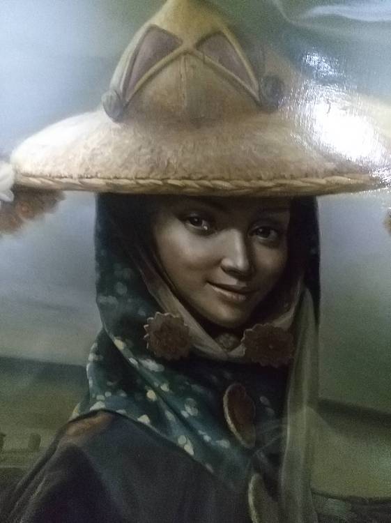 著名画家曾国柱，油画人物，海边倩影