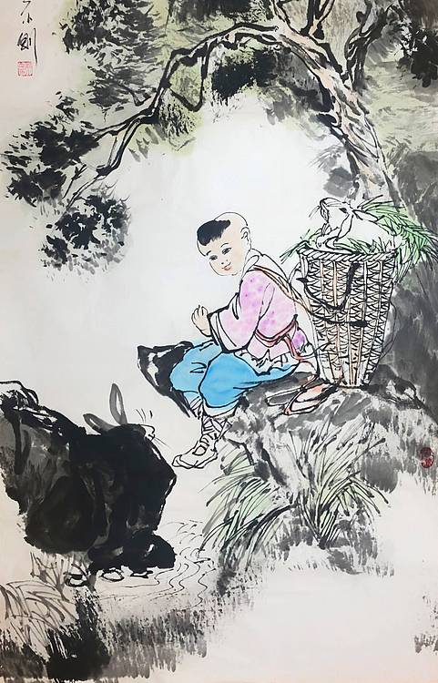 严小刚，西安美院硕士，国家一级美术师。