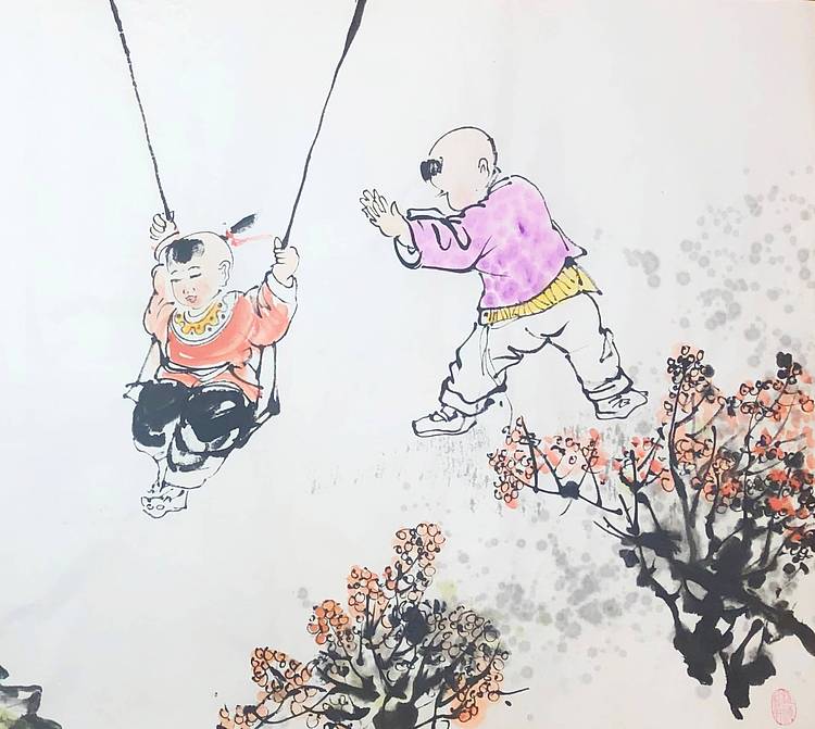 严小刚，西安美院硕士，国家一级美术师。