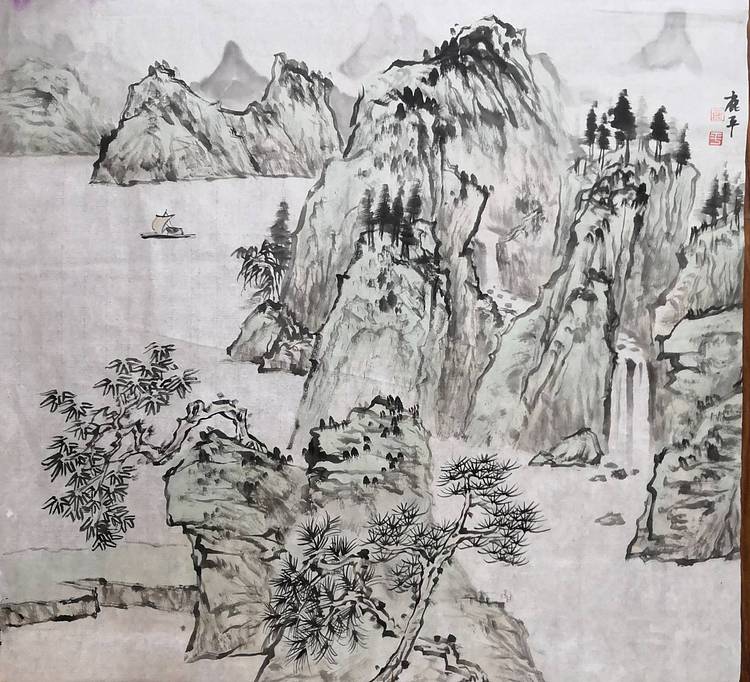 河南省美协会员  鹿平山水