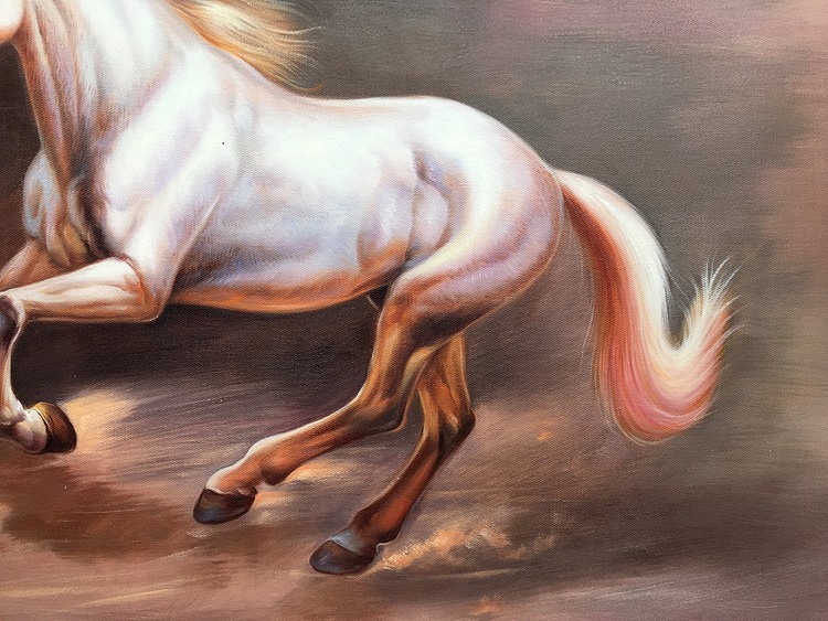 陈顺强手绘油画作品《一路狂奔》