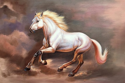 陈顺强手绘油画作品《一路狂奔》