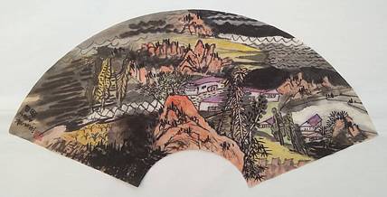广西美协会员 叶良杰 扇面山水小品
