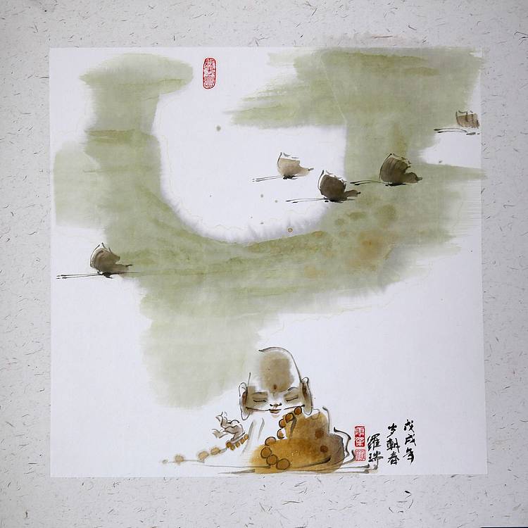 中国美术家协会会员 罗瑞  小沙弥系列&mdash;1