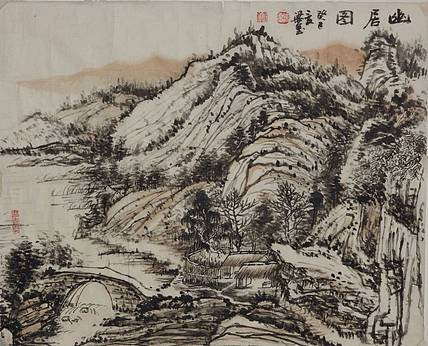 幽居图     梁玺写生精品