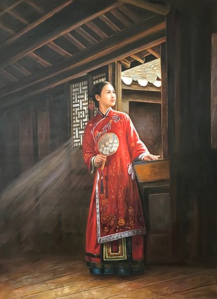 张嘉應手绘油画作品《一缕阳光》