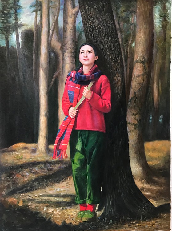 张嘉應手绘油画作品《回忆》