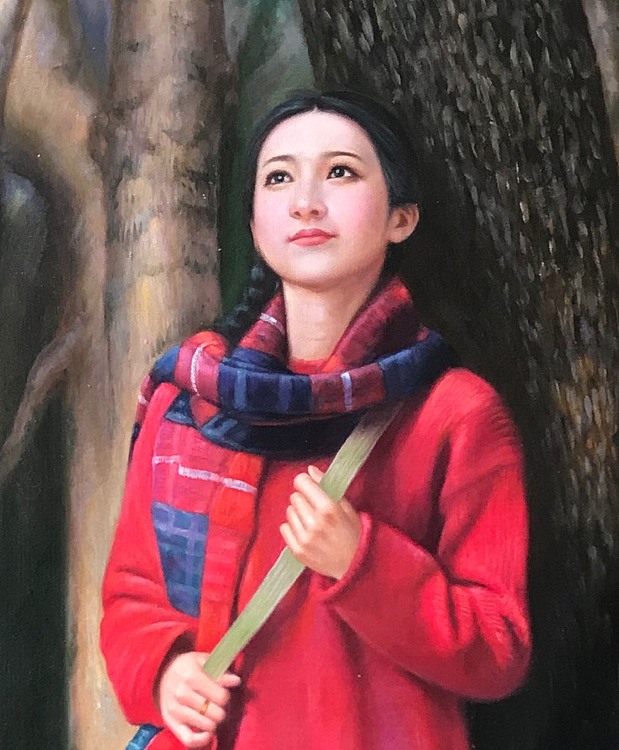 张嘉應手绘油画作品《回忆》