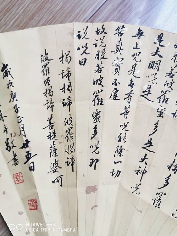 《般若波罗蜜多心经》扇面小行书作品