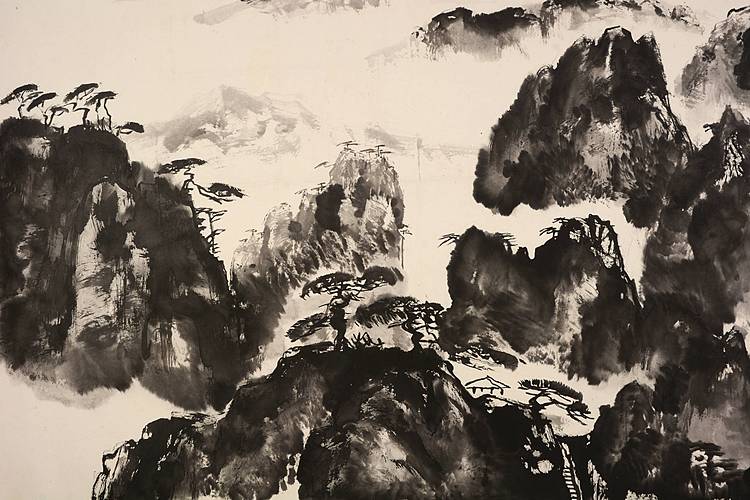 安徽美协顾问  郭公达 蔡迪生 合作《黄山烟雨》