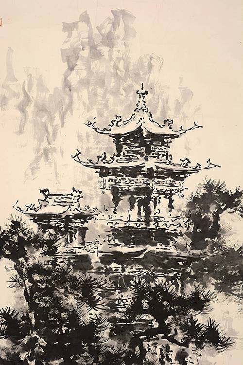 名家&mdash;&mdash;北京画院教授  何镜涵  《烟雨楼阁》