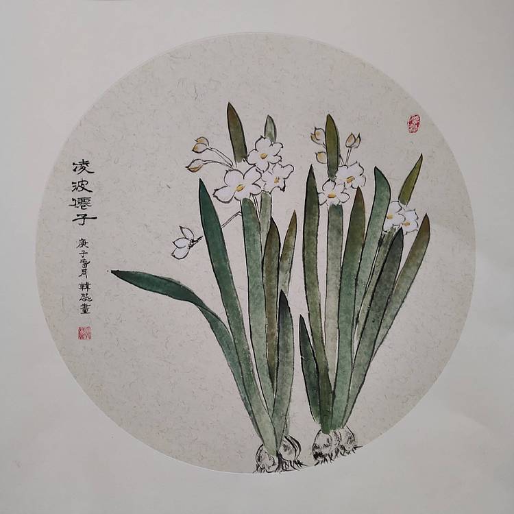 山东省当代工笔画院画家韩蕊没骨水仙图