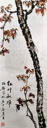 红叶秋蝉