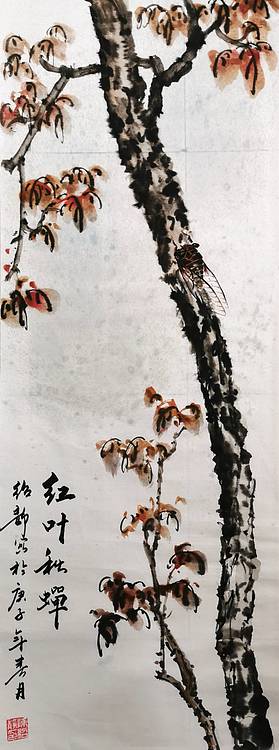 红叶秋蝉