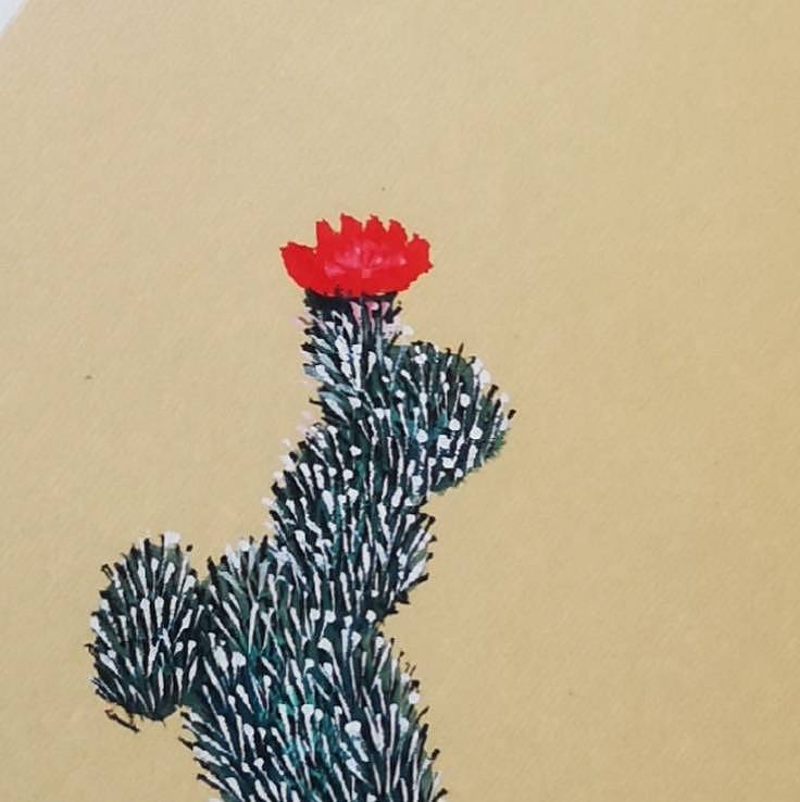 郭晋芬国画小品《仙人掌》