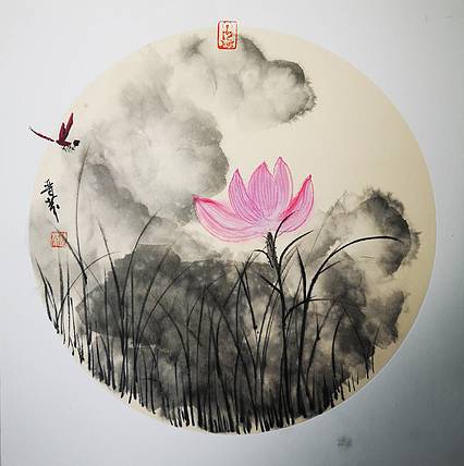 郭晋芬国画小品《荷》