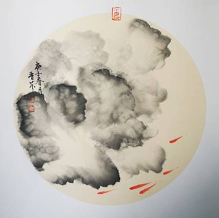 郭晋芬国画小品《鱼嬉图》
