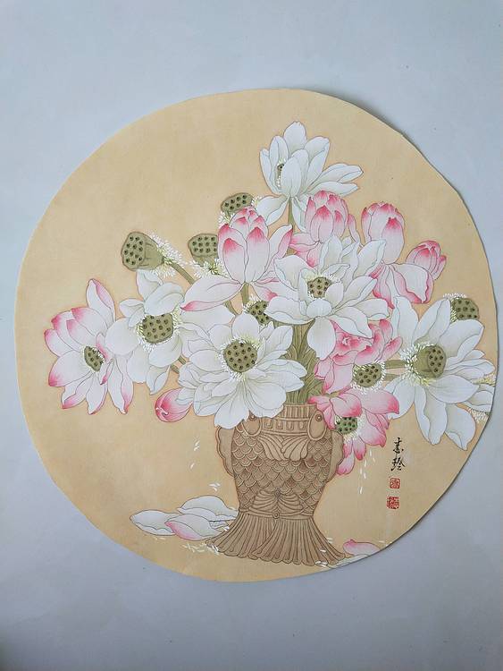 山东省当代工笔画院常务院长乔志玲合家欢