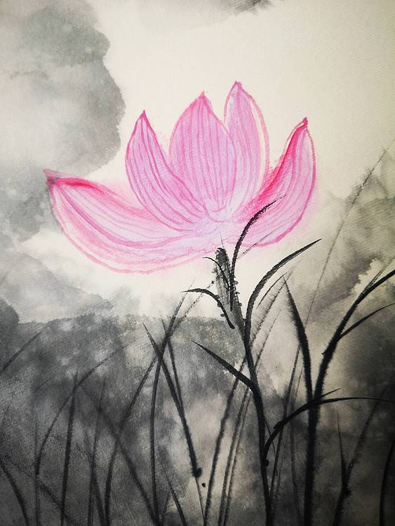 郭晋芬国画小品《荷》