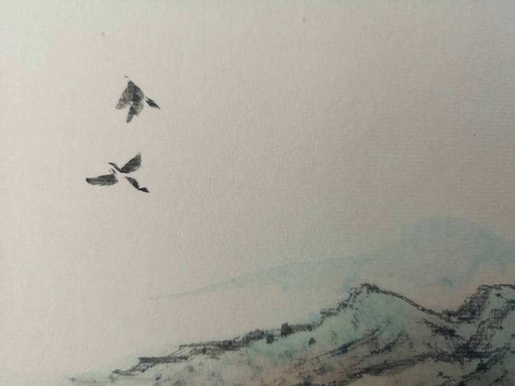 郭晋芬国画小品《溪亭闲话》