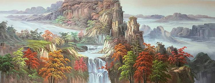 叶乐产风景油画《山涧》