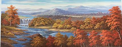 叶乐产风景油画《满山红》