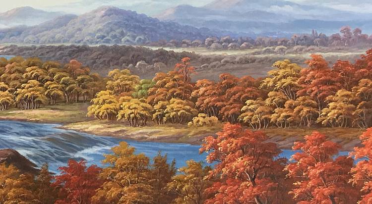 叶乐产风景油画《满山红》