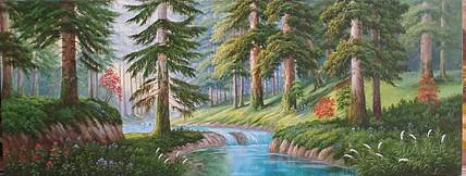 叶乐产油画作品《松林》