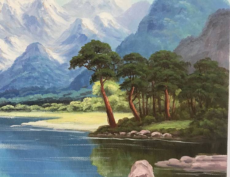 风景油画作品《湖光山色》50