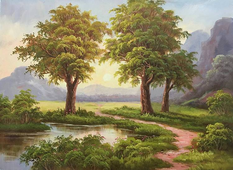 风景油画作品《晨光》49
