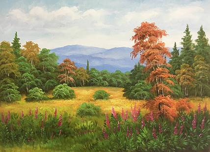 风景油画作品《草坪》