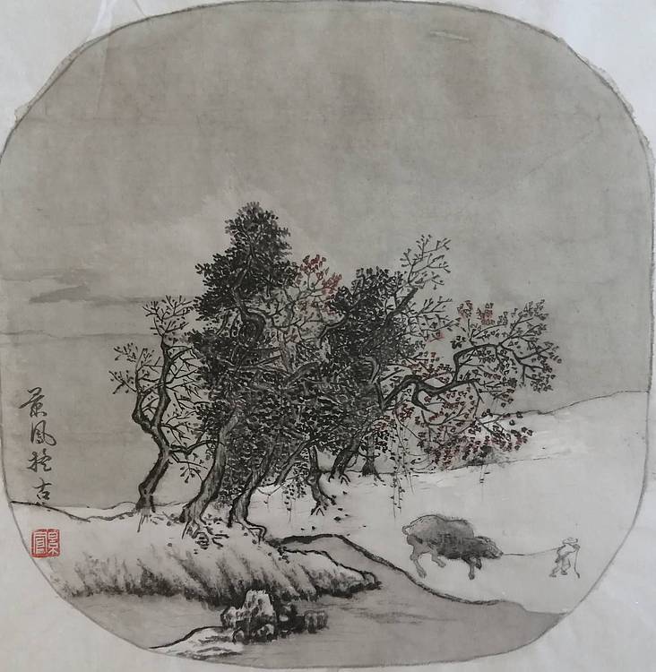 雪溪放牧图