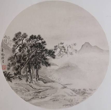 松冈暮色图