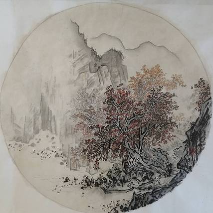 秋山红树图