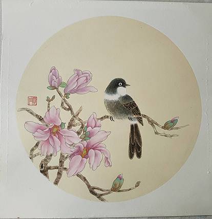 工笔花鸟  弄玉兰香