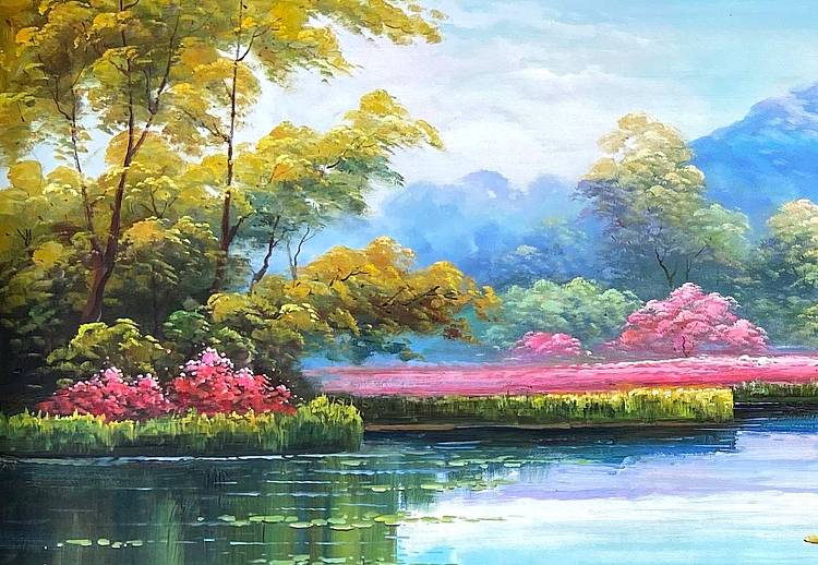黄伟能画家【荷塘美景】