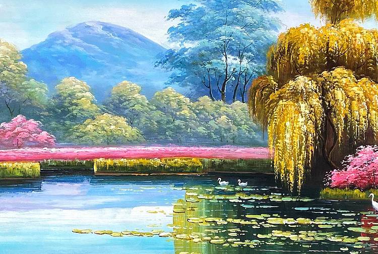 黄伟能画家【荷塘美景】