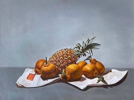 黄伟能画家静物油画《多财》