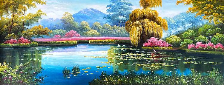 黄伟能画家【荷塘美景】