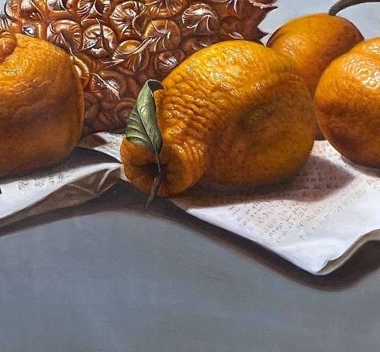 黄伟能画家静物油画《多财》