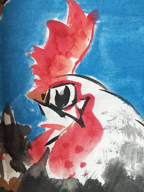 中国花鸟画研修院高研班 王建鑫 大鸡图，玉堂吉祥。