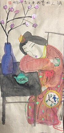 中国女画家协会会员、赵晓峰 恼人的春风