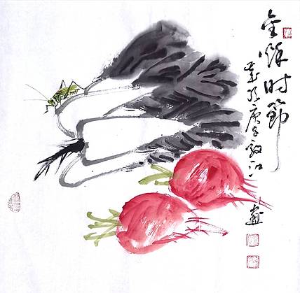 中国国家书画院副院长朱毅江国画作品《金秋时节》