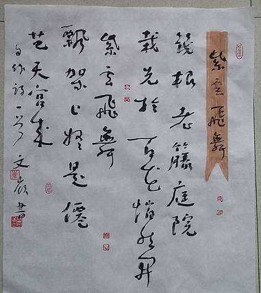 中国书协会员韩文岭  紫云飞舞斗方镜芯