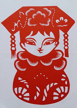 民间手工剪纸 （小美女）