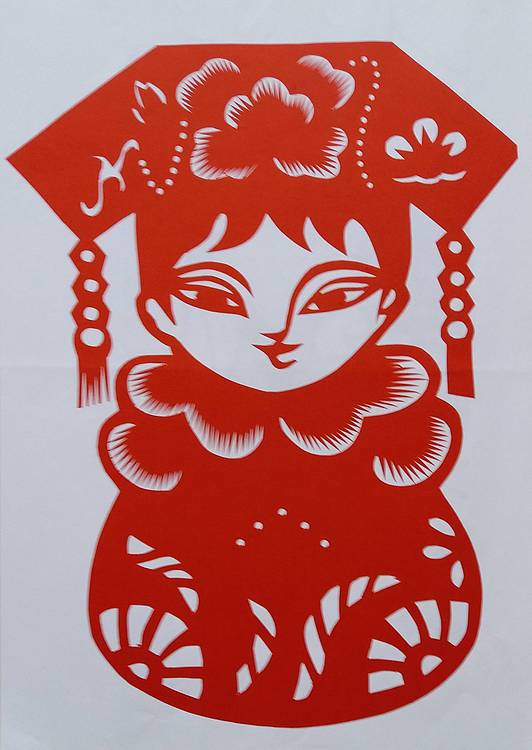 民间手工剪纸 （小美女）