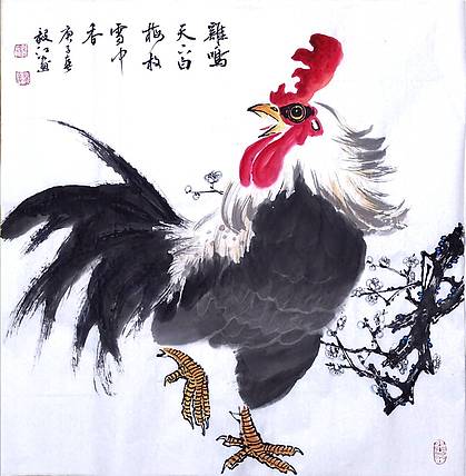 中国国家书画院副院长朱毅江国画《梅放雪中香》