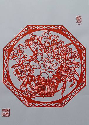 民间手工剪纸 贺国平（百花争艳）