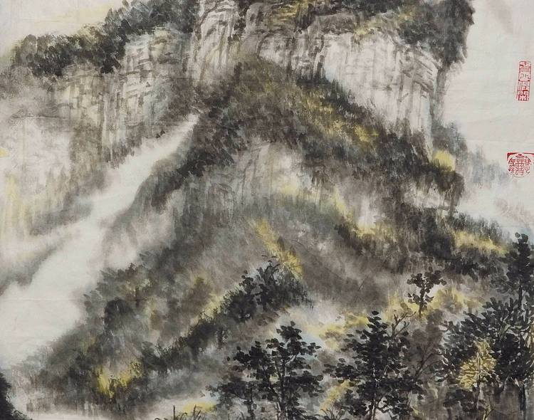 春山烟霭       梁玺写生精品