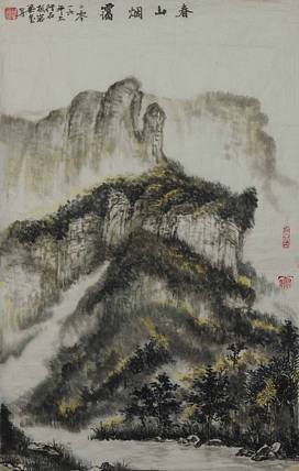 春山烟霭       梁玺写生精品